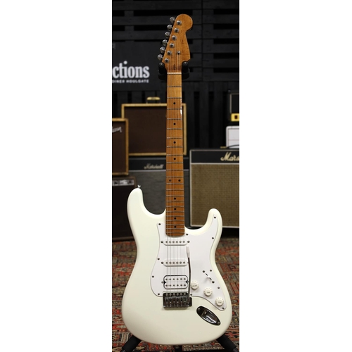 853 - Custom build S-Type electric guitar with white finish Squier body, twenty-two fret maple board neck ... 