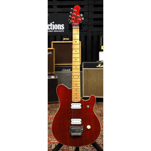 862 - Jim Harley EVH Type electric guitar, red quilt finish, maple neck with low action, upgraded Seymour ... 