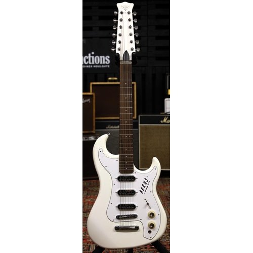 864 - 2022 Burns SJ12 twelve string electric guitar, made in China; Body: white finish, a few minor marks;... 