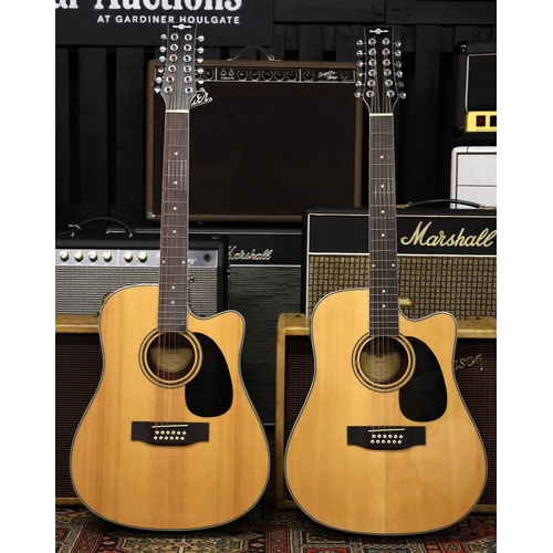 866 - Two Gear4Music DN212NT electro-acoustic twelve string guitars (2)