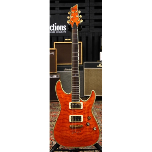 879 - Schecter Diamond Series C-1 Elite electric guitar; Body: quilted orange top upon orange finished mah... 