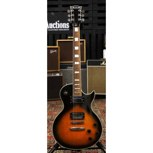 882 - Groove LP-Type electric guitar, sunburst finish, missing truss rod cover, minor finish imperfections... 