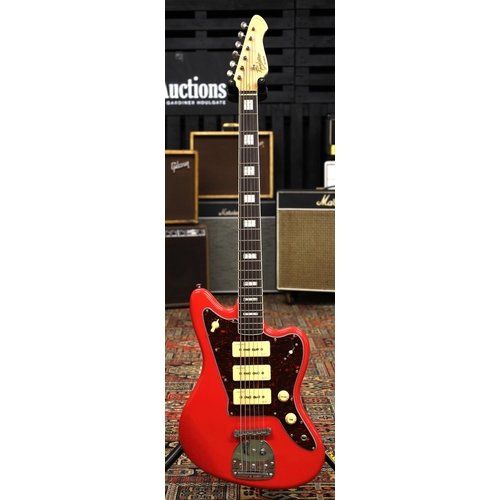 885 - Revelation RJT60-B baritone electric guitar; Body: Fiesta red finish, a few light marks; Neck: maple... 