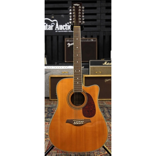 908 - JHS Vintage VEC500-12 twelve string electro-acoustic guitar, natural finish (slight belly lift, brid... 