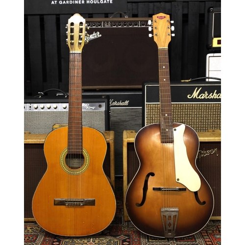 910 - 1950s Rosetti by Egmond archtop guitar; together with a Japanese Peerless Folk 3052 nylon string gui... 