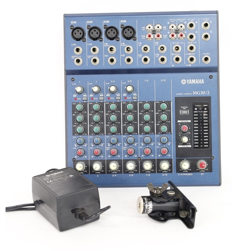 3063 - Yamaha MG10/2 mixing console and PSU; together with a Yamaha BMS-10A microphone stand mounting adapt... 