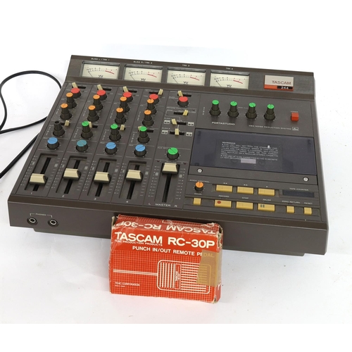 3084 - Tascam 244 Portastudio, made in Japan, ser. no. 780200, with manuals; with Tascam RC-30P remote peda... 