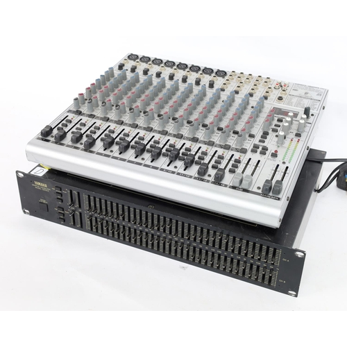 3105 - Yamaha Q2031A graphic equalizer rack unit; together with a Behringer Eurorack UB2222FX-Pro mixer (2)... 