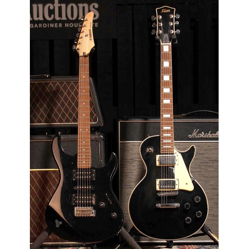 787 - Yamaha ERG121 electric guitar, black finish (imperfections); together with a Swift LP type electric ... 