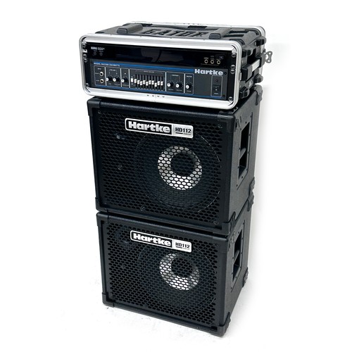 1132 - Hartke HA3500 350 watt bass guitar amplifier head and Korg Pitch Black tuner rack fitted within a Ga... 