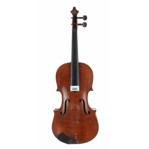 2093 - German violin circa 1920, 14 3/16