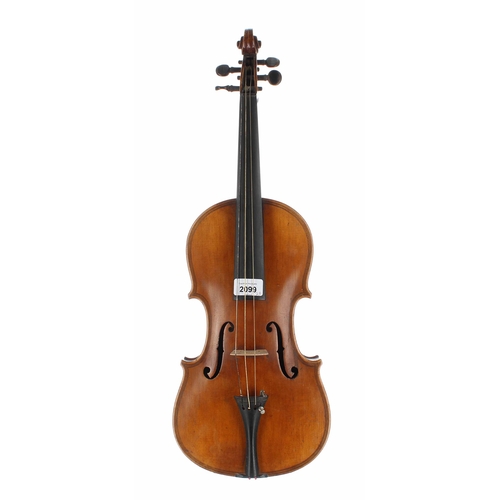 2099 - Early 20th century German double purfled violin labelled Manufactured in Berlin, Copy of Paolo Magin... 