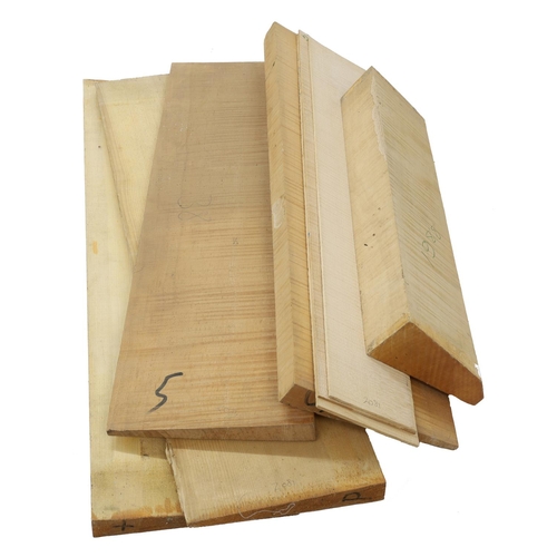 2081 - Good quality maple and spruce aged wood suitable for making one violoncello; with two matched quarte... 