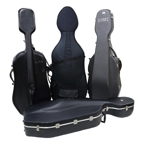 2501 - Four full size violoncello cases (4)