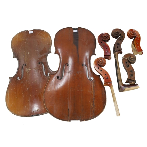 2504 - French three-quarter size violoncello labelled Mi-Fin, 27 3/8