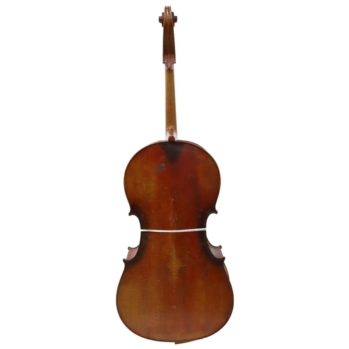 2504 - French three-quarter size violoncello labelled Mi-Fin, 27 3/8