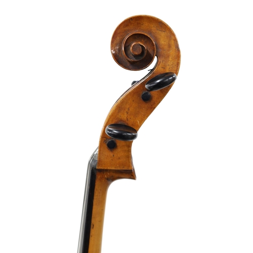 2512 - 19th century violoncello bearing a repairer's label dated 1938, the two piece back of very faint med... 