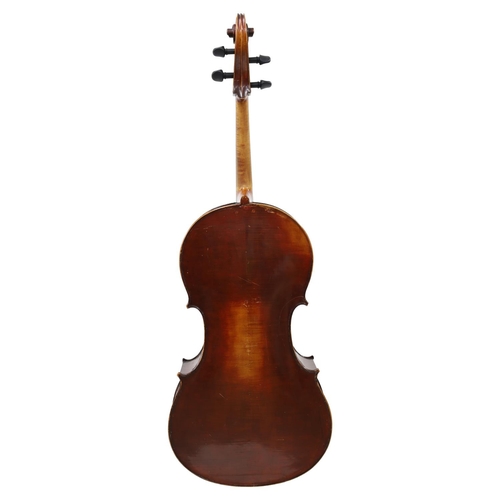 2516 - Good German Mittenwald violoncello circa 1880, unlabelled, the two piece back of very faint medium c... 