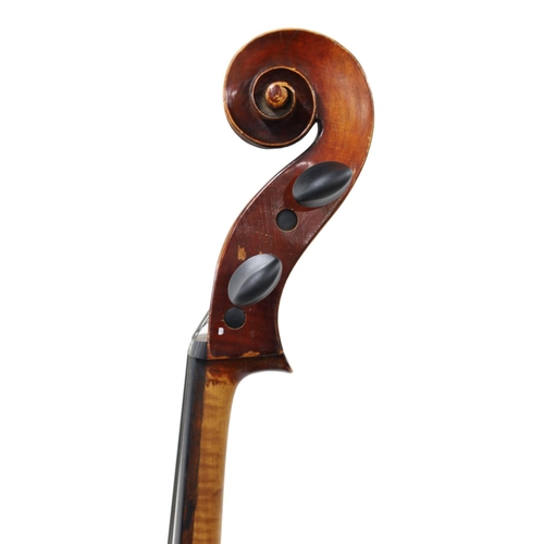 2516 - Good German Mittenwald violoncello circa 1880, unlabelled, the two piece back of very faint medium c... 