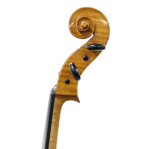 2517 - Good late 19th century/early 20th century violoncello, unlabelled, the two piece back of faint mediu... 