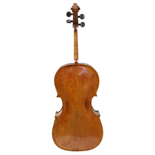 2518 - Interesting late 18th century violoncello indistinctly labelled Made by James...1794, no. 1, Voilinc... 