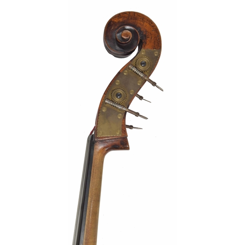 2523 - Late 19th century double bass, probably English, back length 45 1/8