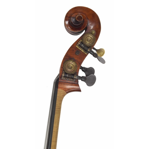 2524 - Good French double bass by and stamped Paul Claudot below the button on the back, bearing a repairer... 