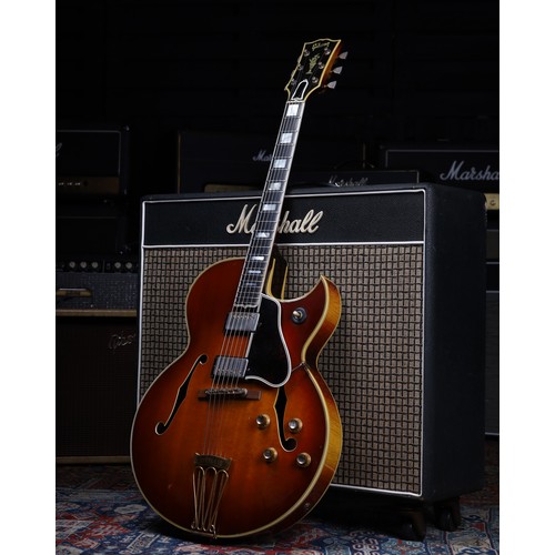 452 - 1963 Gibson Byrdland hollow body electric guitar, made in USA; Body: sunburst finish, light checking... 