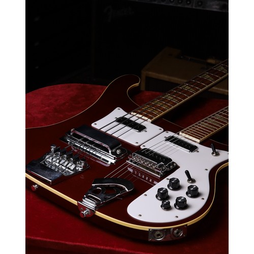 502 - 1981 Rickenbacker 4080 6/4 bass/electric double neck guitar, made in USA; Body: burgundy finish, lig... 