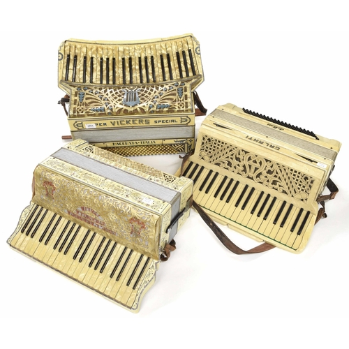 1567 - Macerata Italia Super Vickers Special 120 bass piano accordion, white marble finish, case; also an I... 