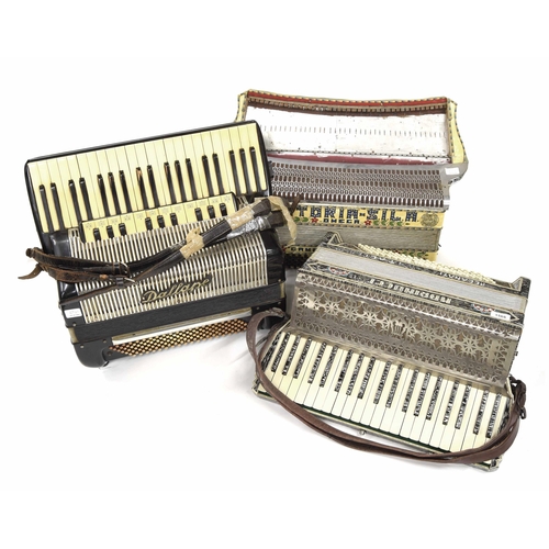 1568 - Marinucci Recanati Italia 120 bass piano accordion, black and grey marble finish, case; also a Dalla... 