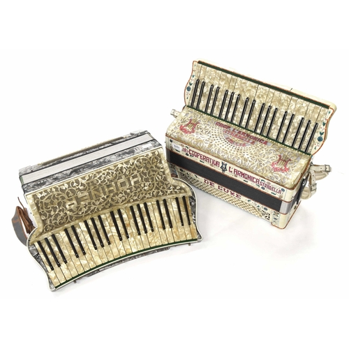 1570 - Italia Cooperatida L'armonica Stradella Deluxe 120 bass piano accordion, white marble finish, case; ... 