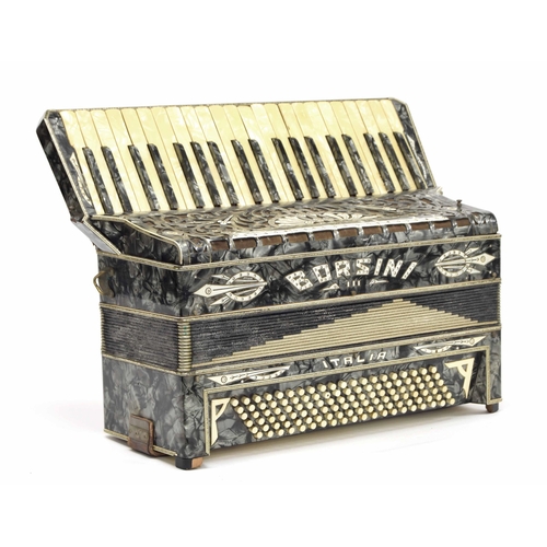 1577 - Borsini Italia 120 bass piano accordion, black marble finish, case