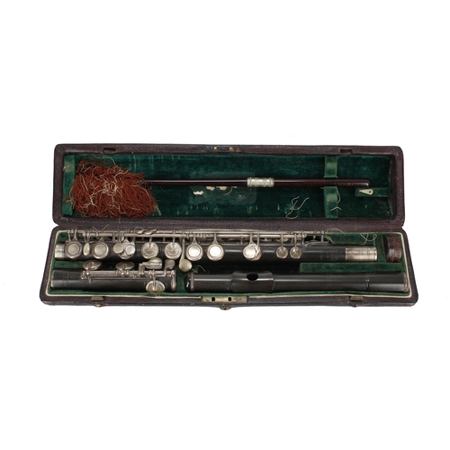 1803 - Ebonite (thinned throughout) 1867 Patent flute with silver keywork, signed '(crown), RUDALL, CARTE &... 