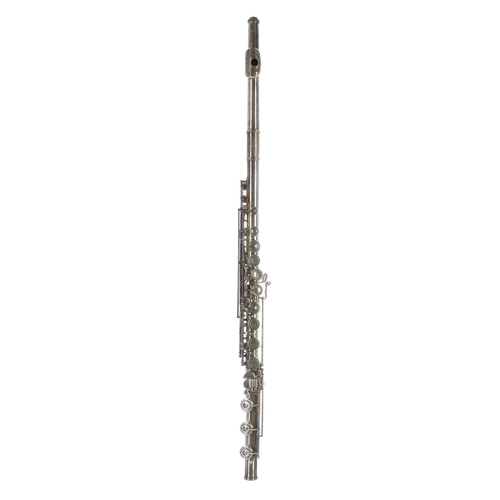 1804 - Silver plated, Boehm system flute with engraved lip plate, signed 'BREVETTATO, A.RAMPONE, 2757 MILAN... 