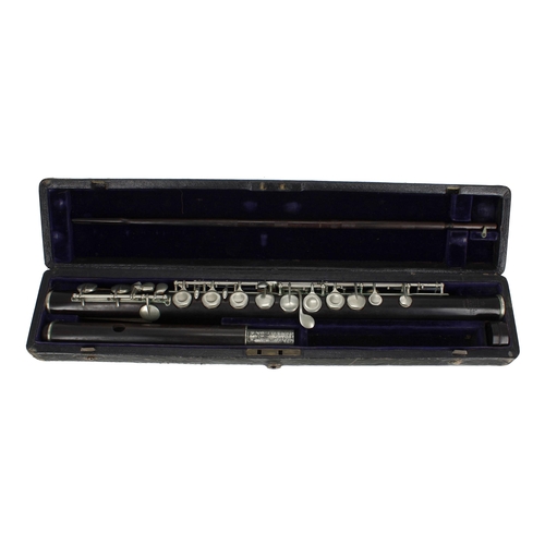 1805 - Cocuswood Boehm system flute with German silver keywork, signed '(crown), RUDALL, CARTE & CO, 23... 