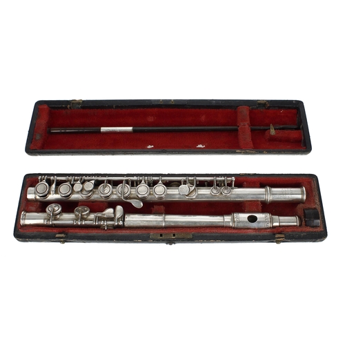 1806 - Silver 1867 Patent flute, no trill keys, with silver keywork, signed 'Rudall Carte & Co, 23 Bern... 