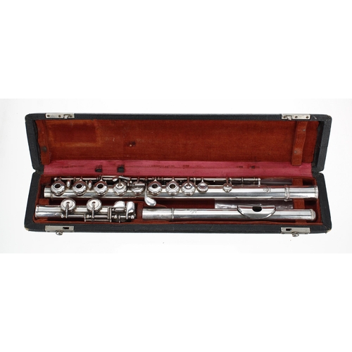 1817 - Good solid silver flute by and stamped Marigaux, Made by SML Paris, France, ser. no. 1668, case* Thi... 