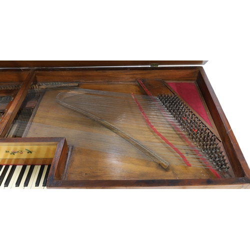 1595 - Square piano by John Hills, London, circa 1815, the mahogany case crossbanded with various woods pri... 