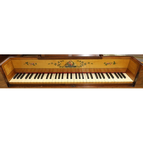 1595 - Square piano by John Hills, London, circa 1815, the mahogany case crossbanded with various woods pri... 