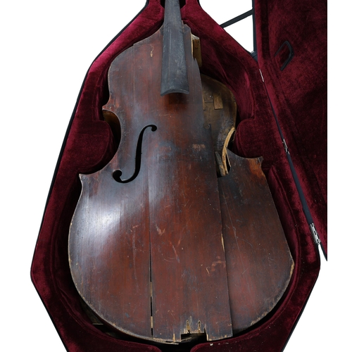 2521 - Interesting old English double bass circa 1830, with violin corners and swell back, in need of exten... 