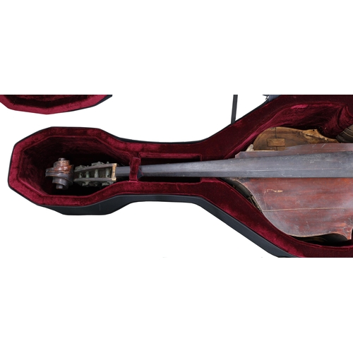 2521 - Interesting old English double bass circa 1830, with violin corners and swell back, in need of exten... 