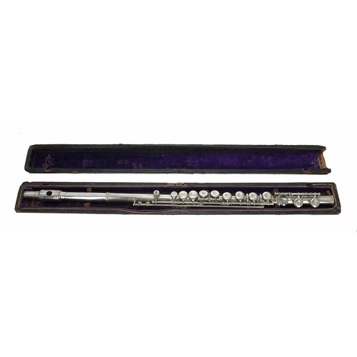 1809 - Metal (New Metal) Boehm System flute signed 'VERNON F. HARRIS, HASTINGS, 30', with silver Rudall Car... 