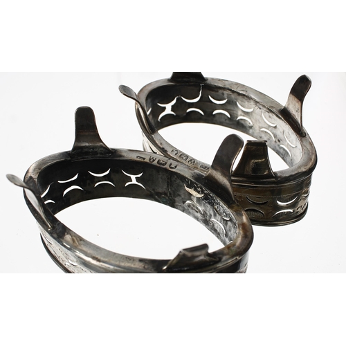 529 - Pair of Georgian boat shaped silver salts with bright-cut decoration, maker TW possibly Thomas Wheat... 