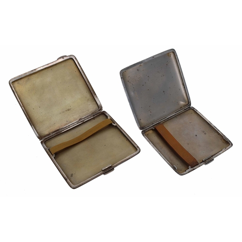 564 - Art Deco silver cigarette case by Joseph Gloster Ltd, the engine turned cover enclosing a gilt inter... 