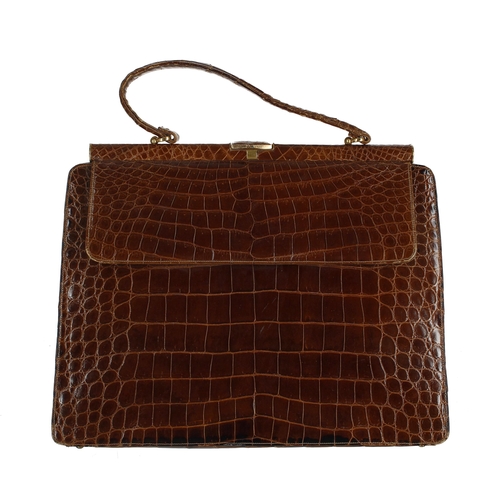 609 - Lucille de Paris tan croc leather handbag, 14.5