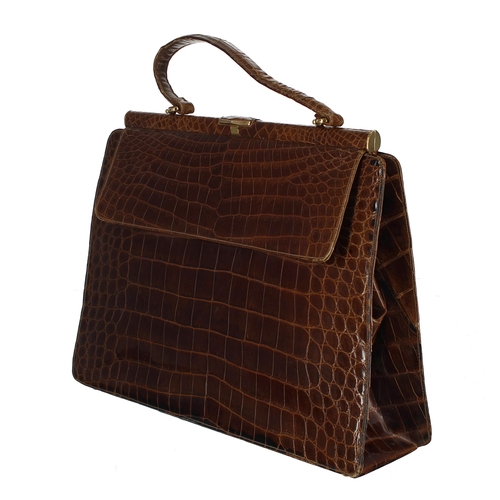 609 - Lucille de Paris tan croc leather handbag, 14.5