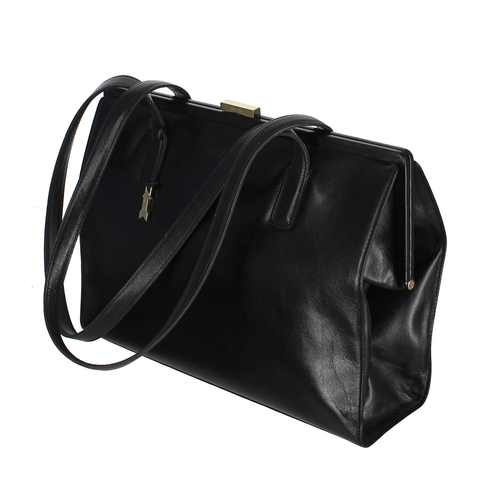 606 - Gold Pfeil black leather handbag, handmade in Germany, 14