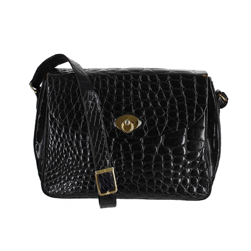 607 - Black croc leather handbag by AR, made in Germany, 12