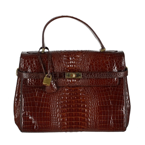 602 - Garanzie Ligator De Nicola Roma brown croc leather handbag, 13